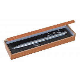 Długopis ze wskaźnikiem laserowy, BUNDLE, srebrny