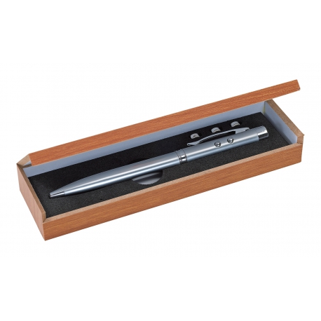 Długopis ze wskaźnikiem laserowy, BUNDLE, srebrny