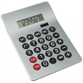Kalkulator na biurko, podwójnie zasilany, GLOSSY, srebrny