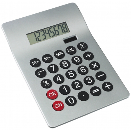 Kalkulator na biurko, podwójnie zasilany, GLOSSY, srebrny