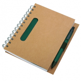 Notes eco 130x175/70k linia z długopisem, zielony/beżowy