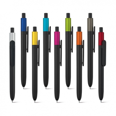 KIWU Metallic. Długopis wykonany z ABS, błyszczące wykończnie i lakierowany wierzch z metalicznym wykończeniem Błękitny